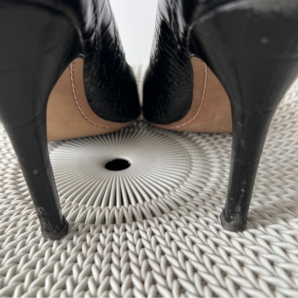 Sam Edelman Black Leather Croc Embossed Print High Heel Pumps Size 9 - Picture 9 of 10